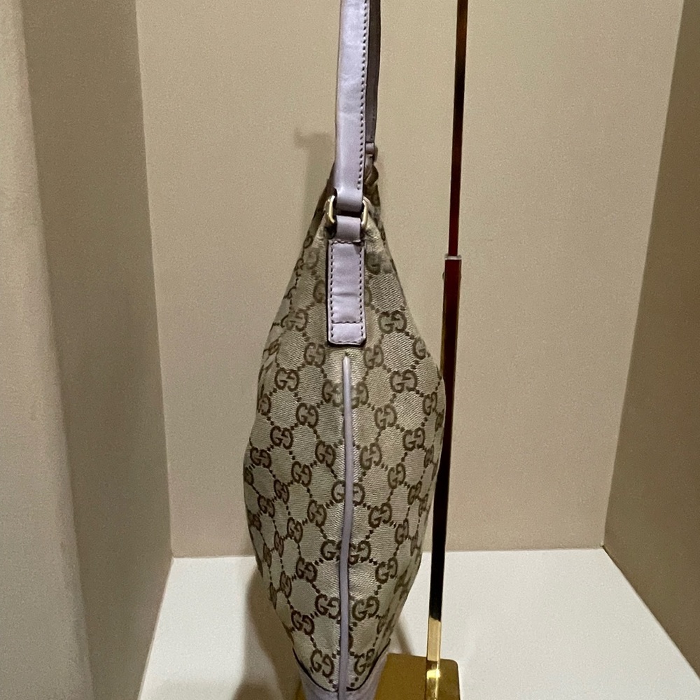 Gucci GG New Britt Brown Canvas And Lavender Leather Hobo Bag - Picture 14 of 14